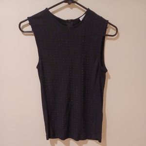 Armani Collezioni Italy Black Crystal Studded Sleeveless Tank Top